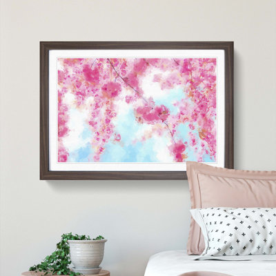 Pink Cherry Blossom Tree in Spring in Abstract - Framed Print
