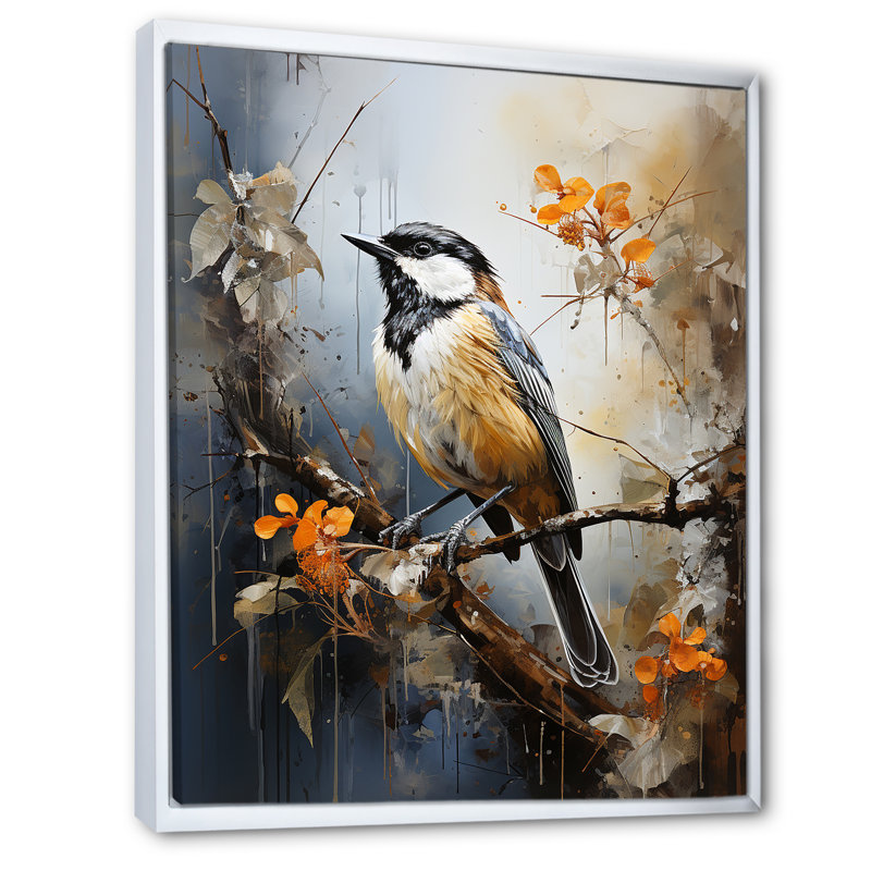 Transcendent Neutrals Portray Birds As Spiritual - Art mural sur toile, Cadre flottant blanc, H 32 po x l 24 po x P 1 po