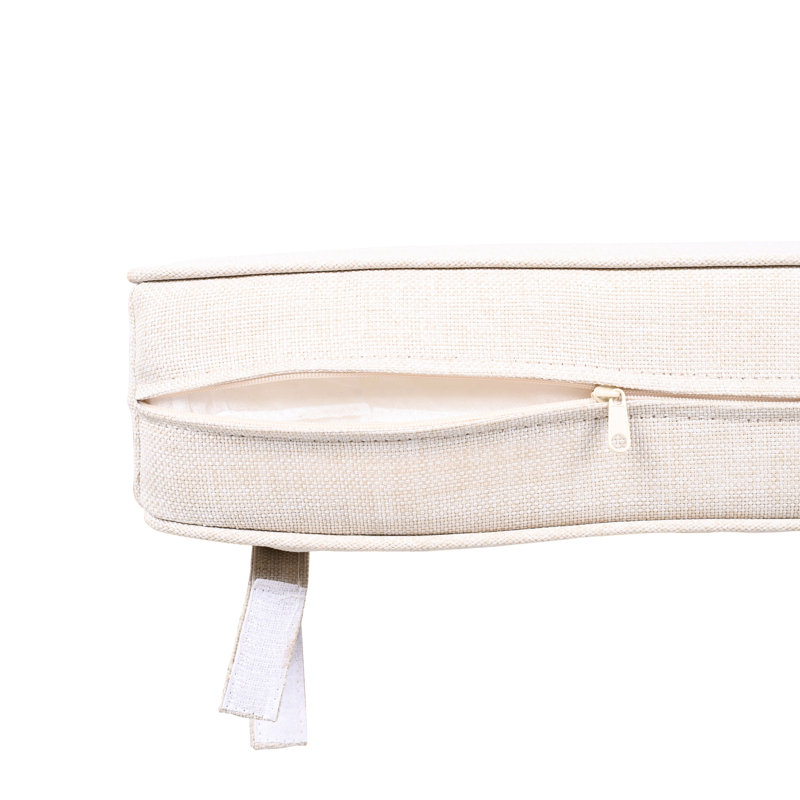 Two Outdoor Club Chairs Made Of Wood Frame, Armrest And - Beige Cushions, Low Maintenance Patio Seating Balcony Furniture