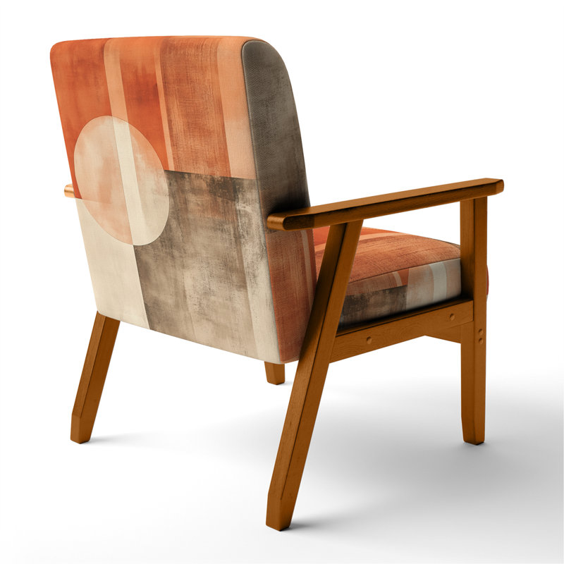 Chaise abstraite rembourrée Modern, Brown Square Arms