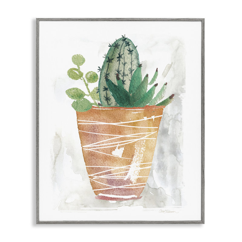 «Cactus & Succulent Vase», art de la giclée encadrée par Carol Robinson, Estampe numérique Farmhouse, H 30 po x l 24 po