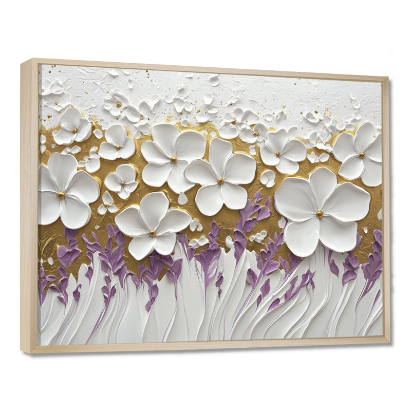 Taylor Wildflower Pure Cream Bloom I - Art mural grand fleurs sauvages, H 12 po x l 20 po, Toile tendue, Ne s’applique pas