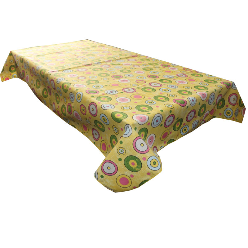 Nappes à imprimé cercles et pois, Jaune, L 58 po x L 84 po