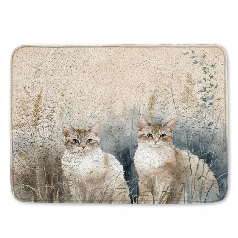 Tapis de bain Deux chats dans l'herbe, L 34 po x L 21 po