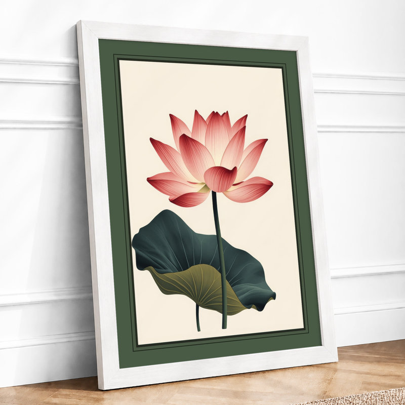 Lotus Bloom Botanical - Framed Print, A1 - 84.1 x 59.4 cm, White