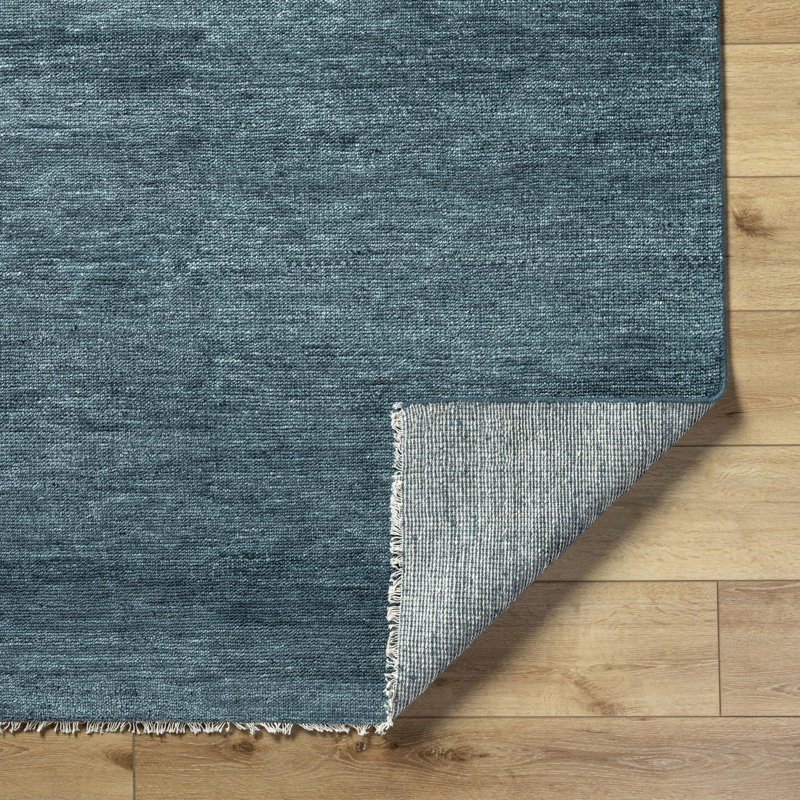 Hand Knotted Wool Area Rug in Blue, Square 10'