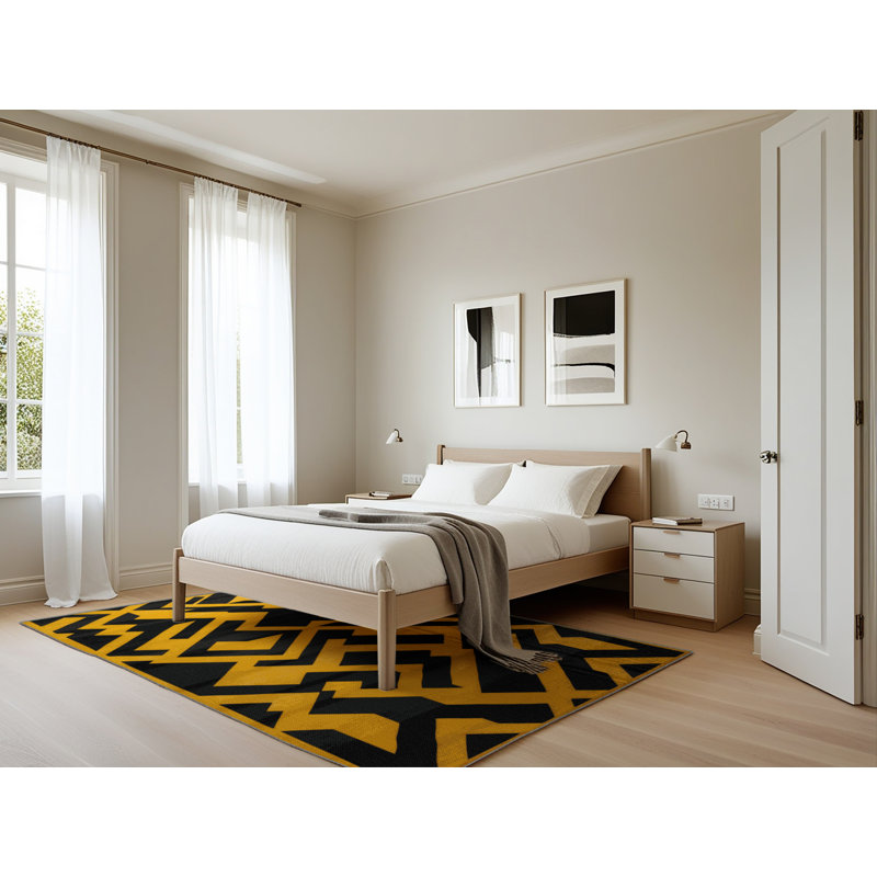 Tapis brun treillis lavable à la machine, Rectangle 5 pi x 7 pi