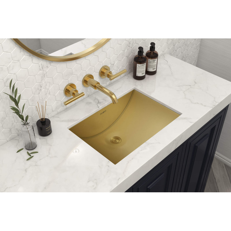 Ruvati 30 x 14 inch Brushed Gold Polished Rectangular Bathroom Sink Undermount