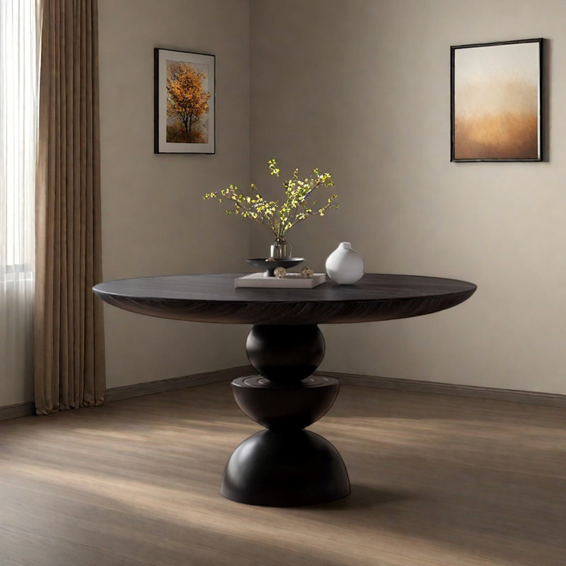 Pure Black Creative Smooth Durable Round Table, 29.52"H x 59.05"L x 59.05"W