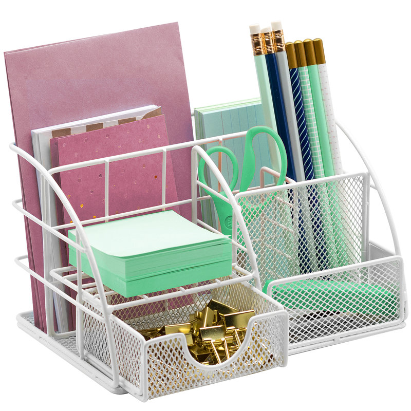 L'organisateur de bureau en maille tout-en-un Sorbus comprend un porte-stylo / crayon, un organisateur de courrier et un tiroir coulissant, idéal pour la maison ou le bureau