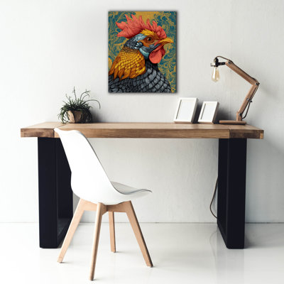  «Colorful Farm Rooster 2» par Rich Monet, art mural sur toile, 20 po x 24 po