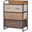 4 commodes - grande capacité de rangement avec tiroirs en tissu pour le vestibule, structure en acier 3 et plateau en bois avec éclairage éblouissant en érable