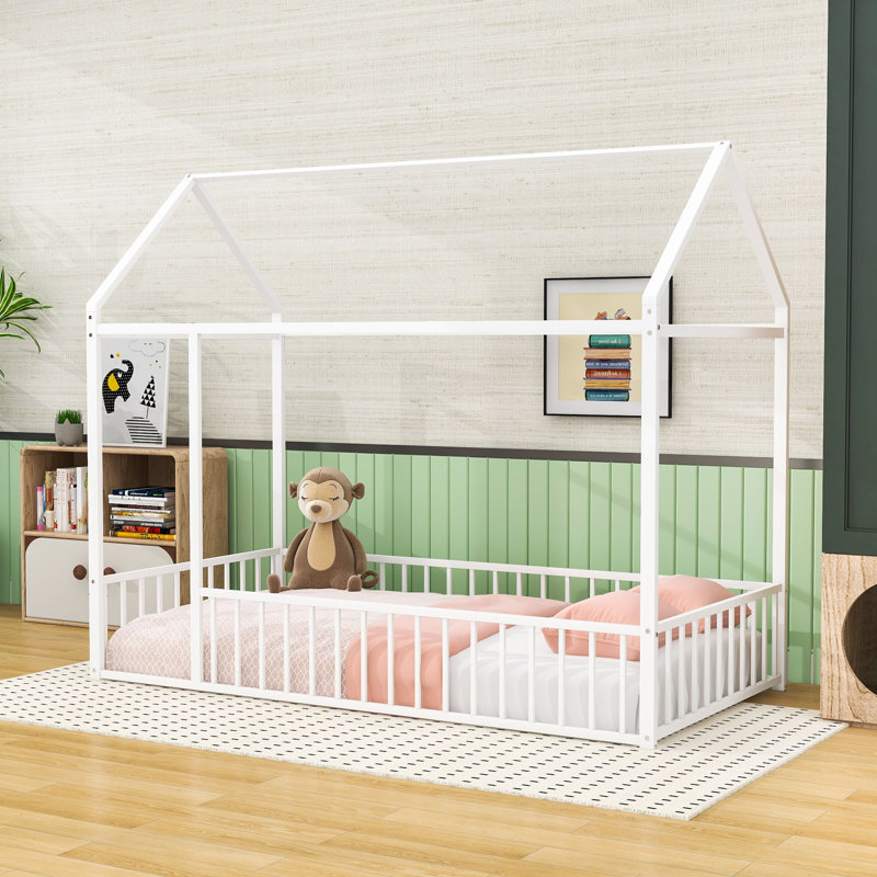 Lit simple avec conception de maisonnette, Blanc