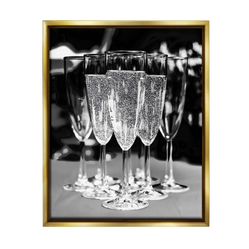 «Glam Champagne Flutes Floater Frame» par Lil 'Rue sur, Cadre flottant métallique doré, H 31 po x l 25 po