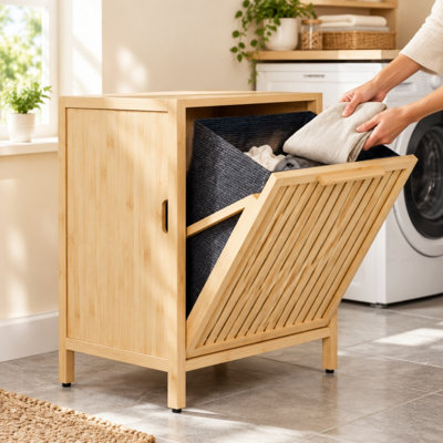 Bamboo Cabinet Laundry Hamper