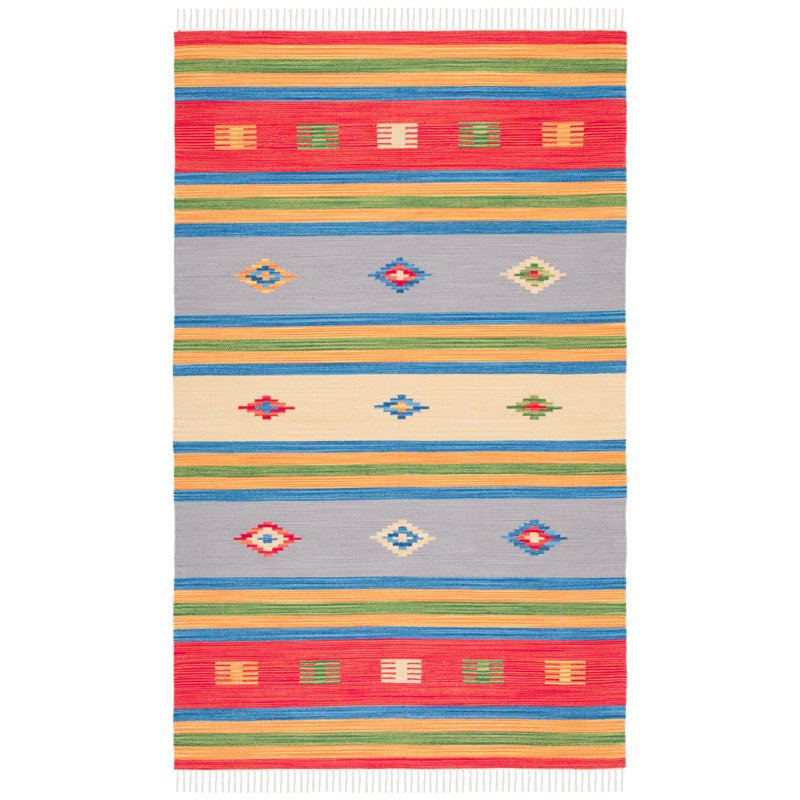 Barhorst Hand Woven Cotton Southwestern Rug, Rectangle 3' x 5'