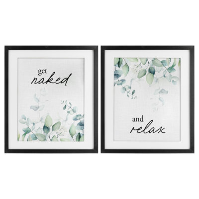 Ensemble de 2 impressions encadrées sous verre «Get Nake & Relax Herbs», par Lettred and Lined
