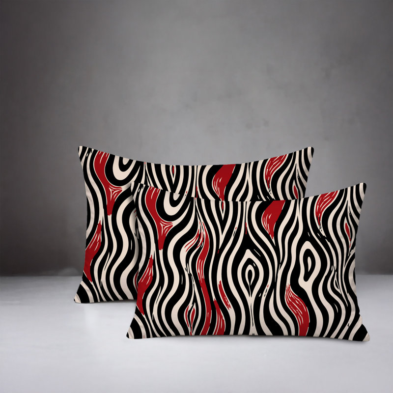 Oreiller réversible intérieur / extérieur à imprimé zébré Franki, 20x14, Red