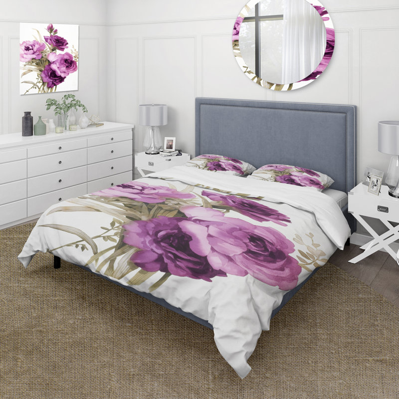 Rose foncé foncé - ensemble de housse de couette traditionnel - microfibre de polyester