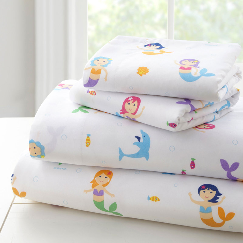 Wildkin Full Sheet Set – Soft Microfiber, Fitted & Top Sheet, Pillowcase - Mermaids