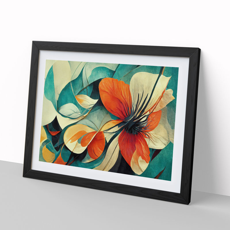 Flowers Abstract Vol.5 - Single Picture Frame Print, Black Framed, 46cm H x 64cm W x 2cm D