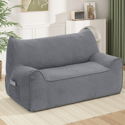 2 Seater Oversized Bean Bag Chair For Adults, With Filler Giant Living Room Bean Bag Chair With Pocket, Big Lazy Sofa Accent Chair For Gaming, Reading