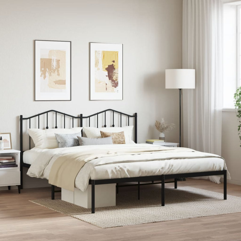Affton Metal Bed, European Kingsize (160 x 200cm), Black