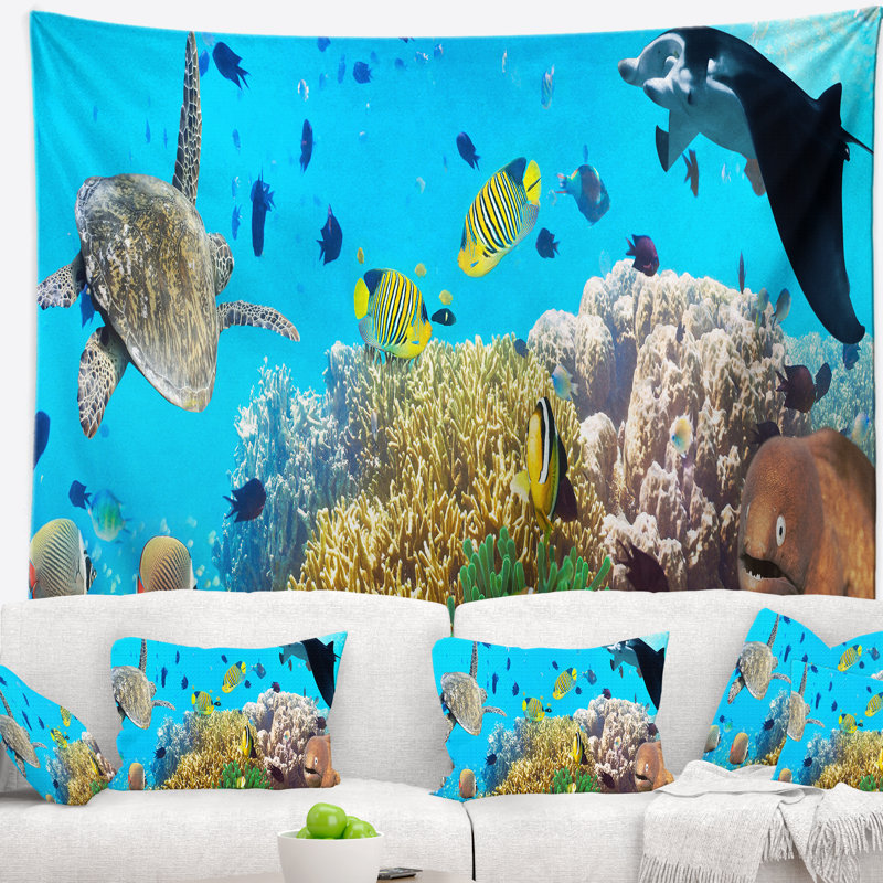 Photographie sous-marine avec des créatures marines, H 78 po x l 92 po