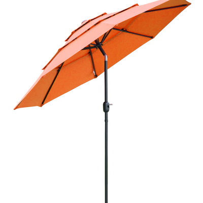 Orange Patio Umbrella 9Ft. 3 With Easy Operation. Crank And Tilt Mechanism. Great For Deck, Backyard, Lawn. Cover Steel Pole. Ventilated 3 Top. 13.2 Lb. 56 In. Package Depth 9Ft - Orange. Outdoor
