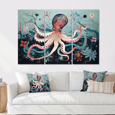 Ridenour - Octopus/Squid Animal Wall Art Living Room Set