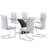 Modern 7-Piece Dining Set with Faux Leather Chairs and Rectangle Tempered Glass Table-1083993055