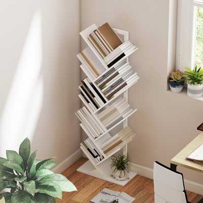 HOMCOM Tree Bookshelf with Steel Frame for Living Room