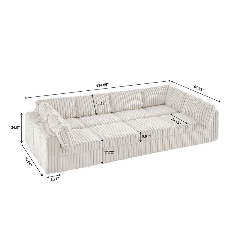Canapé modulaire 8 pièces 8 pièces, Fausse fourrure blanche