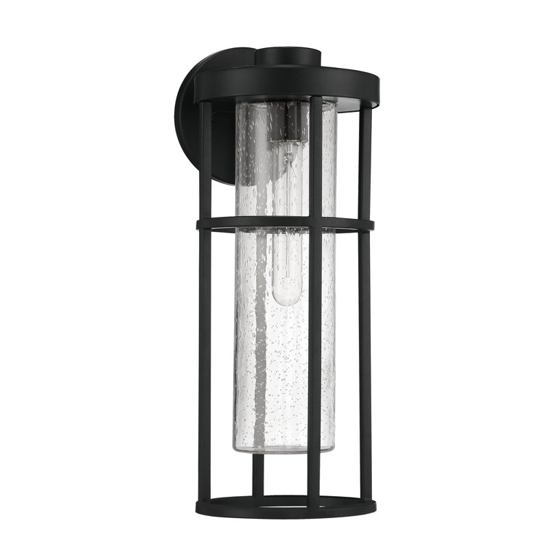 Craftmade Black Steel Outdoor Wall Light with Clear Glass Shade