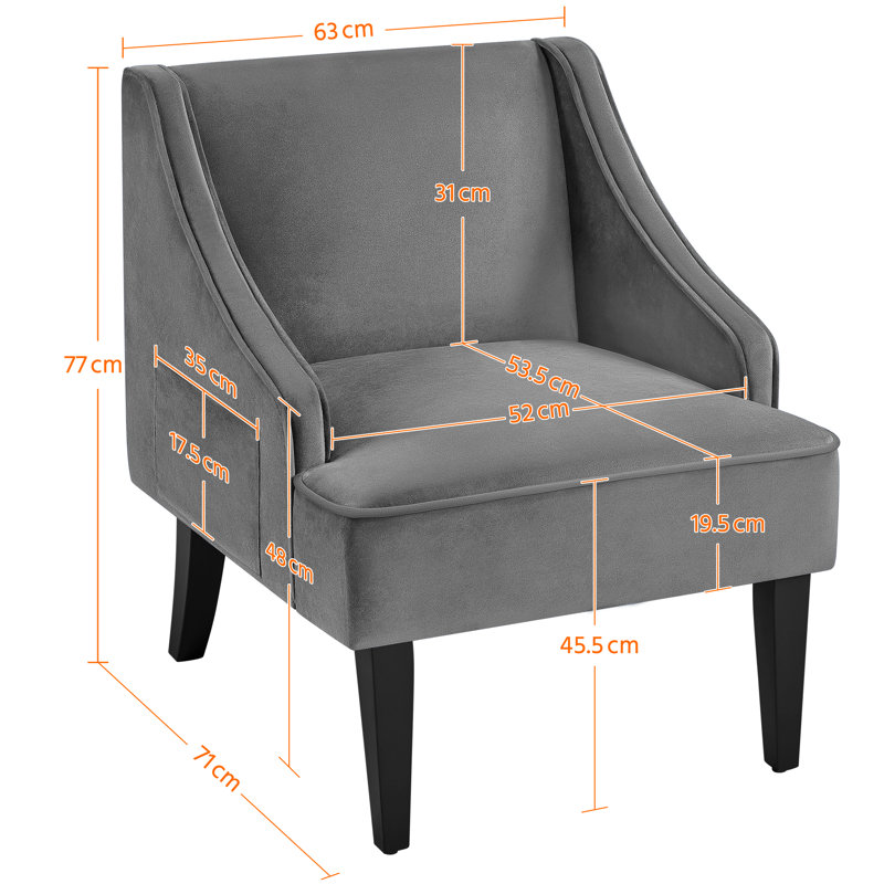 Mid-Century Modern Velvet Armchair, Grey