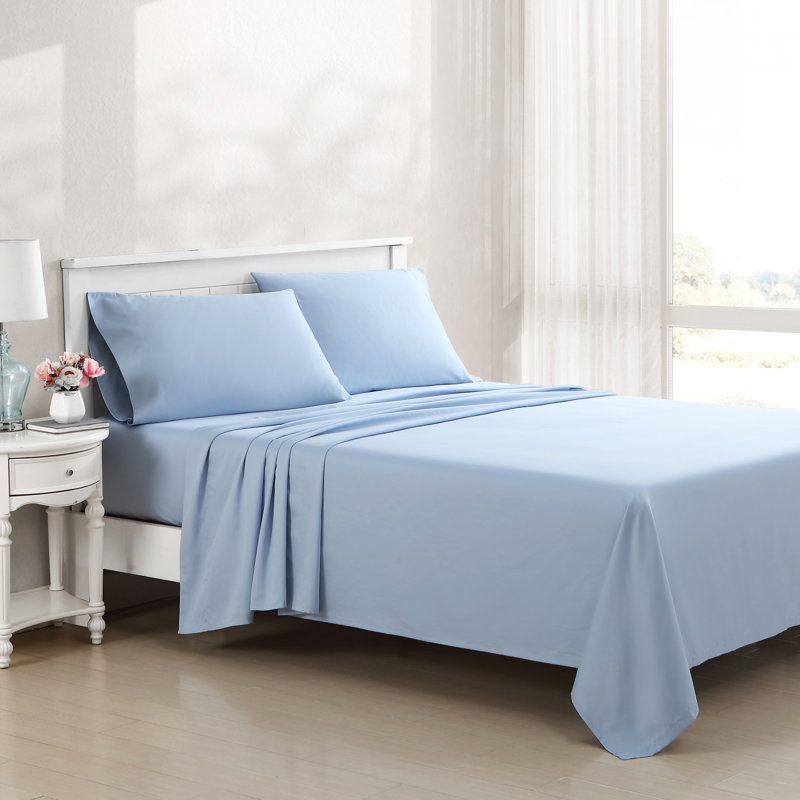 Ensemble de draps en satin de coton Laura Ashley, Grand, Bleu