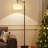 62-in Classic Black Arc Floor Lamp With Fabric Shade