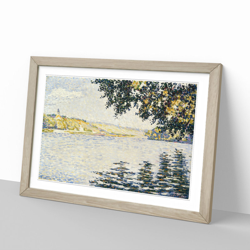 View of the Seine at Herblay by Paul Signac - Picture Frame Painting, 27cm H x 36cm W x 2cm D, Oak