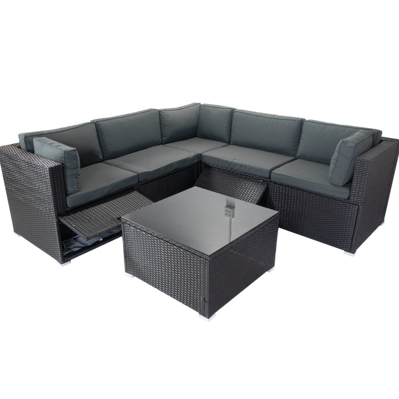 Bedale 82.71'' Outdoor L-Shaped Sectional Sofa Set with Cushions