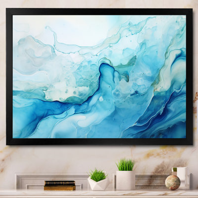 Encre liquide océan bleu et blanc II - formes abstraites, impressions d'art mural