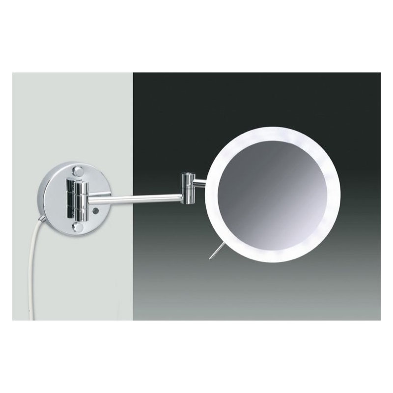 Miroir grossissant et contemporain mural, Chrome, 7,9 po x 7,9 po, Grossissement x3
