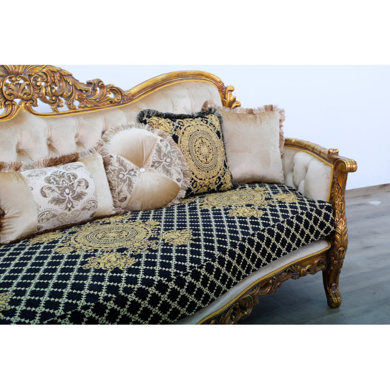 Maggiolini Sofa, Black/Gold/Light Brown, Dark Gold