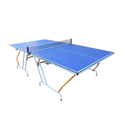 9Ft Blue Medium Table Tennis Table Foldable Portable Table Tennis Table Set With Net, 2 Table Tennis Bats And 3 Balls