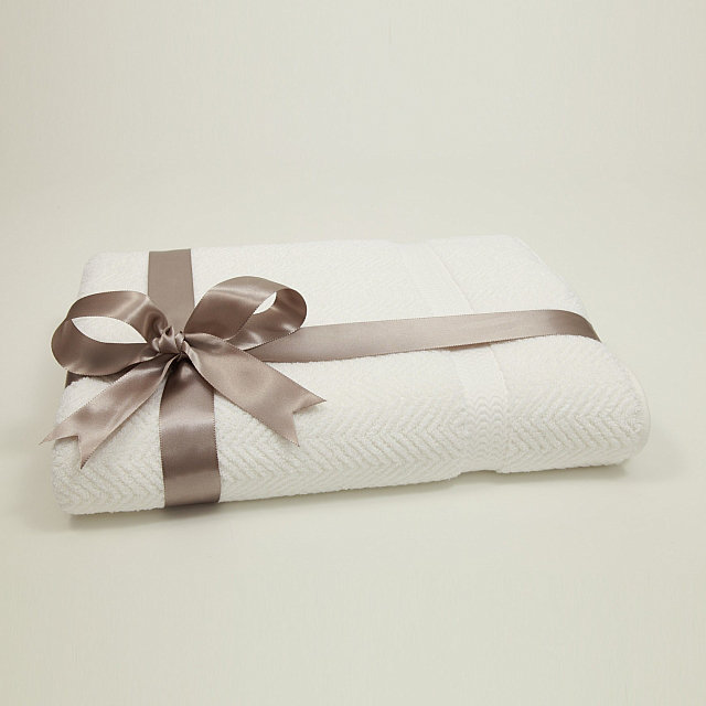 Herringbone Turkish Cotton Plush Bath Sheet, White, Bath Sheet - 1 Pack