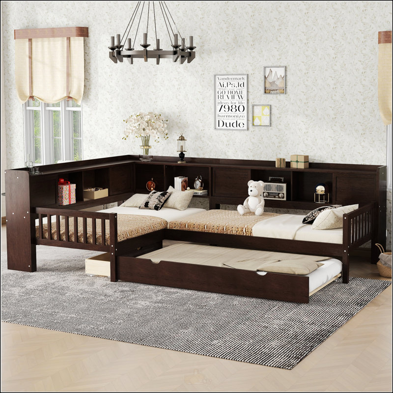 Lit plateforme en L, Espresso