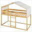 Lit superposé simple au-dessus de simple en bois de pin massif avec tente amovible - Conception compacte naturelle-1482847049