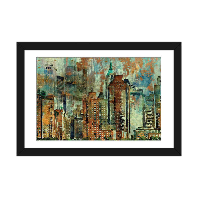 Reproduction d’art sur toile tendue new york, H 24 po x l 32 po x P 1 po, Papier d'art encadré noir, Blanc
