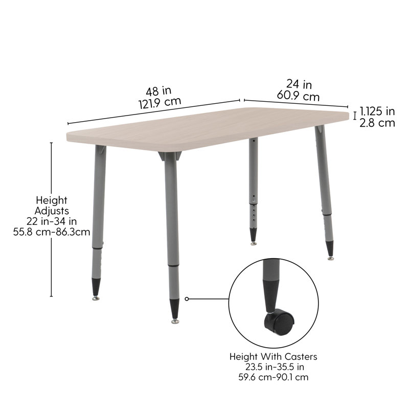 Table d'activité Adapte 24 x 36, 24 po x 48 po, Sable asiatique / argent