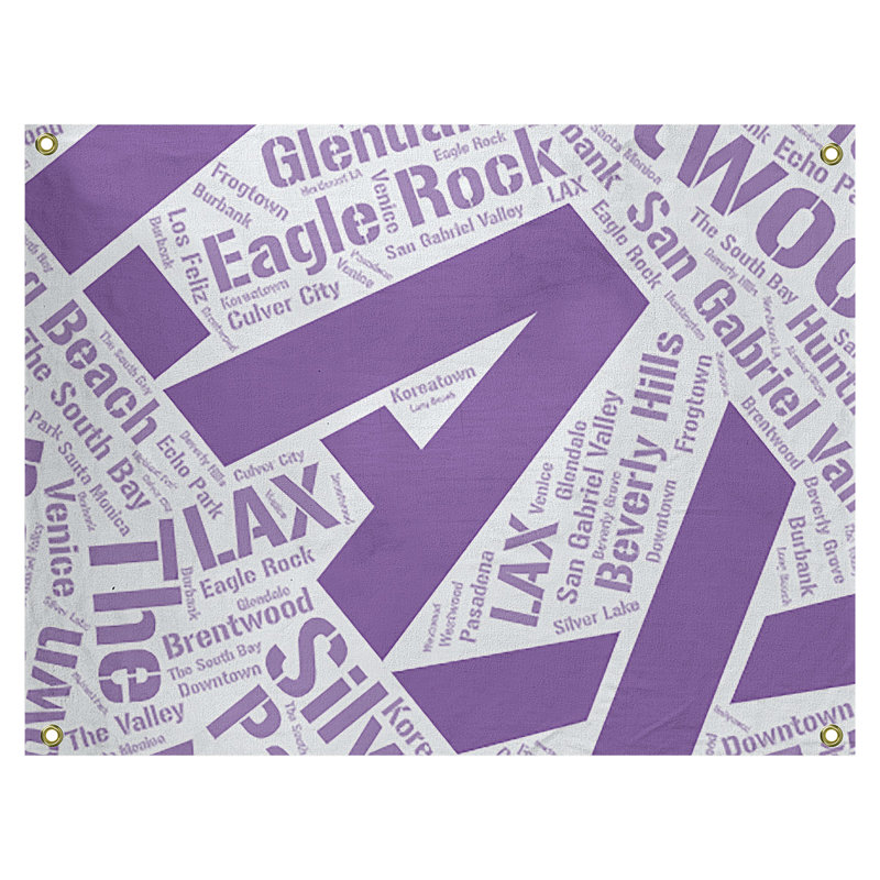 Tapisserie de polyester districts, art word, Mauve, H 26 po x l 36 po, San Diego
