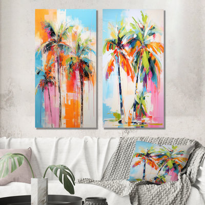Palm Tree Wall Art 2Piece Canvas Set  Palm Trees Palm